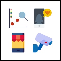 4 monitor icon. Vector illustration monitor set. smartphone and line chart icons for monitor works