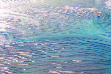 Aerial view of ocean at low tide off Roebuck Bay, Broome, Western Australia