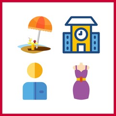 4 cheerful icon. Vector illustration cheerful set. school and worker icons for cheerful works