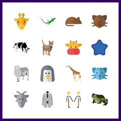 16 funny icon. Vector illustration funny set. giraffe and cat icons for funny works