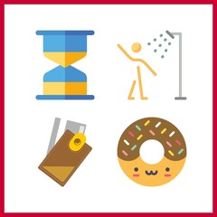 4 falling icon. Vector illustration falling set. billfold and showers icons for falling works