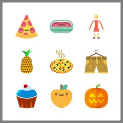 9 fresh icon. Vector illustration fresh set. cupcake and pumpkin icons for fresh works