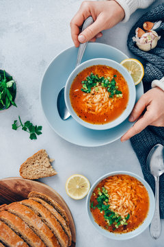 Turkish Tomato Orzo Soup