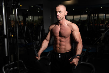 Obraz na płótnie Canvas Bodybuilder Exercising Chest On Machine