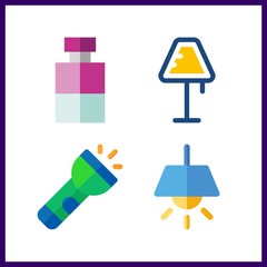 4 illumination icon. Vector illustration illumination set. lamp and flashlight icons for illumination works