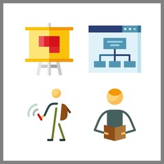 4 project icon. Vector illustration project set. plan and sitemap icons for project works