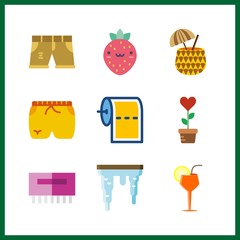 Fototapeta premium 9 fresh icon. Vector illustration fresh set. cocktail and comb icons for fresh works