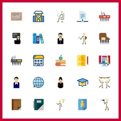 25 learning icon. Vector illustration learning set. skype and mortarboard icons for learning works