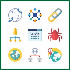 9 net icon. Vector illustration net set. link and networking icons for net works