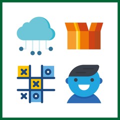 4 sketch icon. Vector illustration sketch set. tic tac toe and cloud computing icons for sketch works