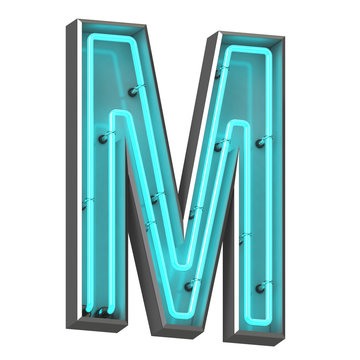 3d neon letter m