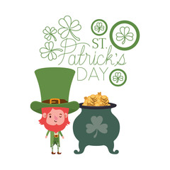 st patricks day label with leprechaun character