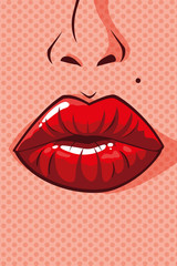 sexy vrouw lippen pop-art stijl