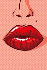 Fotobehang Pop art sexy vrouw lippen pop-art stijl