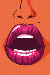 sexy woman lips pop art style