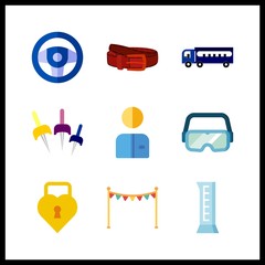 9 safety icon. Vector illustration safety set. worker and cylinder icons for safety works