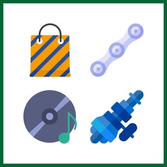 4 box icon. Vector illustration box set. chain and shopping bag icons for box works