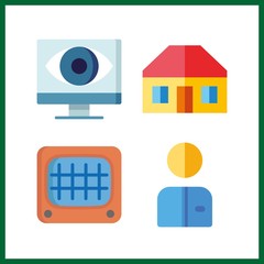 4 engineer icon. Vector illustration engineer set. monitoring and worker icons for engineer works