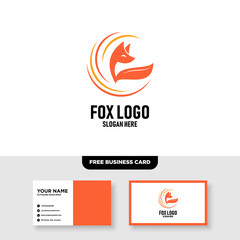 Fox Logo Vector Template, Free Business Card Mockup