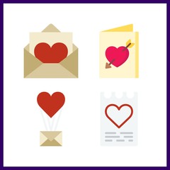 4 envelope icon. Vector illustration envelope set. wedding invitation and love letter icons for envelope works