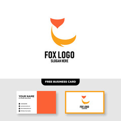 Fox Logo Vector Template, Free Business Card Mockup