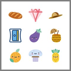 9 cut icon. Vector illustration cut set. pineapple coctail and pineapple icons for cut works