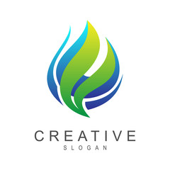 blue and green fire logo, fire logo template