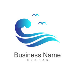 wave and bird logo