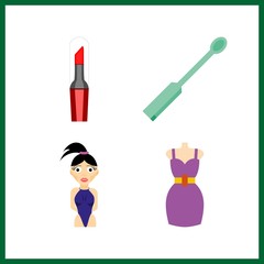 4 beauty icon. Vector illustration beauty set. swimsuit and dress icons for beauty works