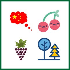 4 path icon. Vector illustration path set. park and grapes icons for path works