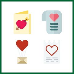 4 envelope icon. Vector illustration envelope set. love letter and wedding invitation icons for envelope works