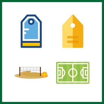 4 Arena Icon. Vector Illustration Arena Set. Tag And Voleyball Ground Icons For Arena Works