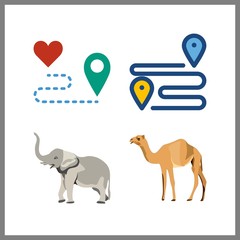 4 desert icon. Vector illustration desert set. route and camel icons for desert works