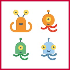 4 character icon. Vector illustration character set. alien icons for character works