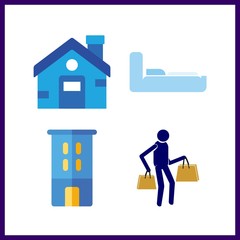 4 estate icon. Vector illustration estate set. bunk and house icons for estate works