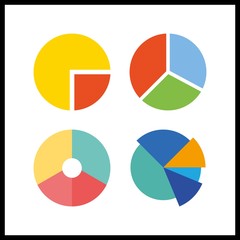 4 infographics icon. Vector illustration infographics set. pie chart icons for infographics works