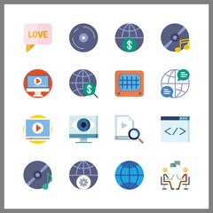 16 software icon. Vector illustration software set. chat and monitoring icons for software works