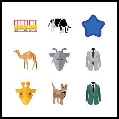 9 funny icon. Vector illustration funny set. favorite and giraffe icons for funny works