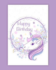 Beautiful unicorn head and inscription be unique with stars illustration  vector.