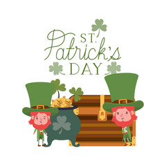 st patricks day label with leprechauns character