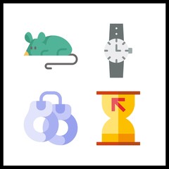 4 object icon. Vector illustration object set. mouse and sand clock icons for object works