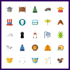 25 head icon. Vector illustration head set. goggles and showers icons for head works