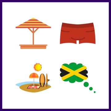 4 resort icon. Vector illustration resort set. swimsuit and jamaica icons for resort works