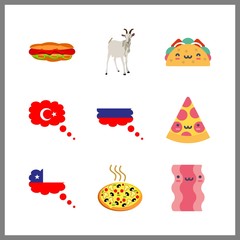 9 meat icon. Vector illustration meat set. chili and goat icons for meat works