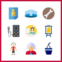 9 professional icon. Vector illustration professional set. singer and to accept icons for professional works