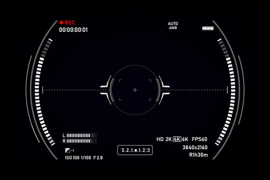 Camera Viewfinder. Viewfinder Camera Recording. Video Screen On A Black Background. Vector Illustration