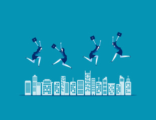 Fototapeta na wymiar People jumping. Concept business vector, City, Teamwork, Relax.