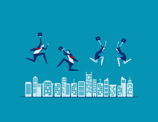 People jumping. Concept business vector, City, Teamwork, Relax.