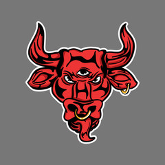 angry red bull head mascot
