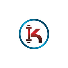Fitness K Letter Logo – Gym and Bodybuilding Icon with Barbell Design in Modern Style